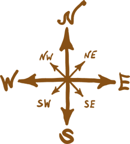 A brown-coloured compass representing the theme of Escape Rooms at All In Adventures.