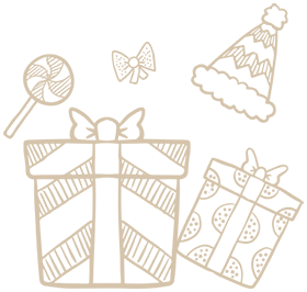 Gifts and candies symbolizing the fun and excitement of escape room parties and events at All In Adventures.